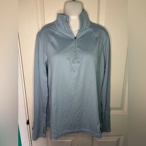 Lukka Lux Light Blue Women's Activewear Pullover 1/4 Zip Mock Neck M Polyester